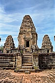 Angkor - Eastern Mebon - towers of the  central platform representing the peaks of Mount Meru